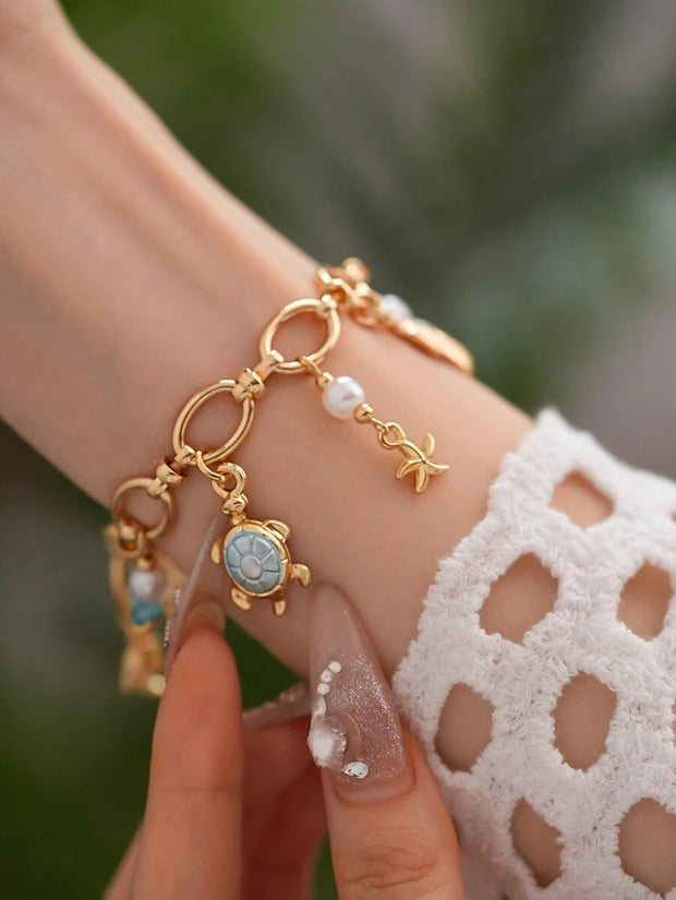 1pc Vacation Style Starfish & Shell Pendant Bracelet - Luxe Ladies Moda