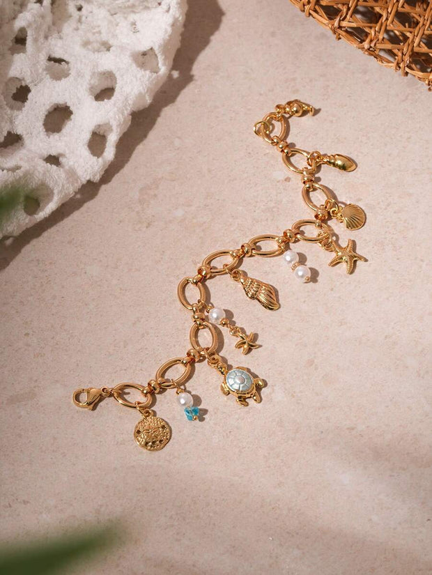 1pc Vacation Style Starfish & Shell Pendant Bracelet - Luxe Ladies Moda