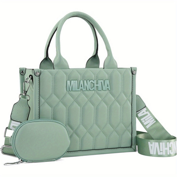 Quilted Tote Bag for Women Top Handle Handbags with Coin Pouch - Luxe Ladies Moda