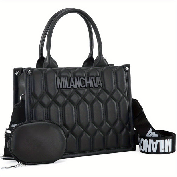 Quilted Tote Bag for Women Top Handle Handbags with Coin Pouch - Luxe Ladies Moda