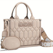 Quilted Tote Bag for Women Top Handle Handbags with Coin Pouch - Luxe Ladies Moda