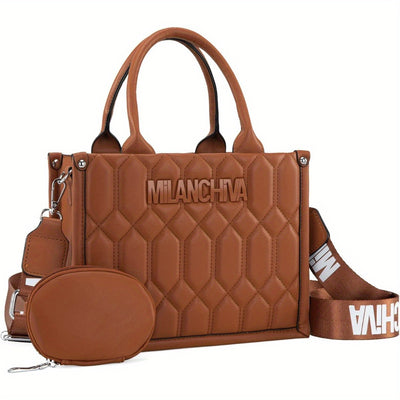 Quilted Tote Bag for Women Top Handle Handbags with Coin Pouch - Luxe Ladies Moda