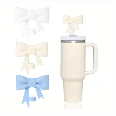 3-Pack Bow-Shaped Silicone Straw Topper Covers, Compatible with 30 & 40 oz Tumbler Lids, Reusable Sip Cup Lid Accessories for 0.4 Inch/10mm Straws - Luxe Ladies Moda