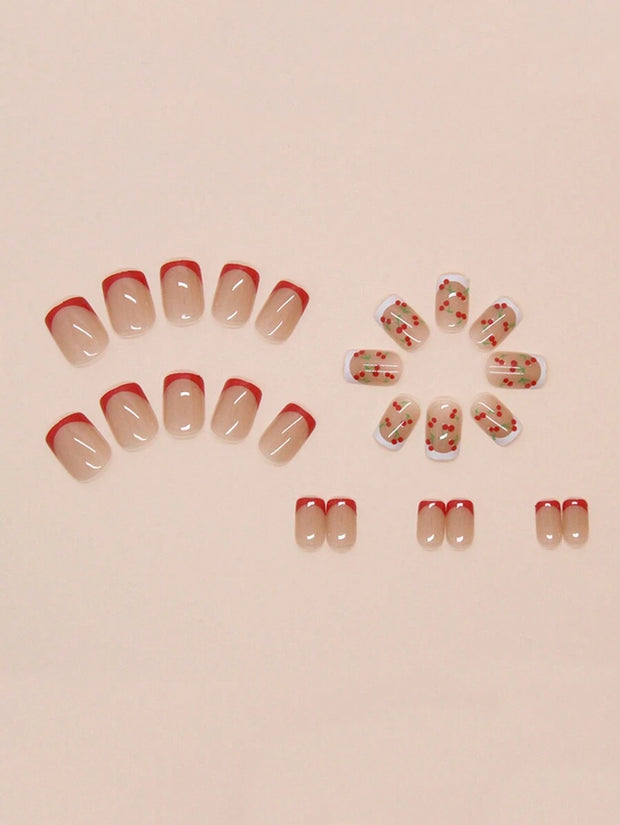 24pcs White French Tip False Press On Nails Short Length Full Cover Pink Nude White Fake Nails Set For Women Girls Nail Supplies - Luxe Ladies Moda