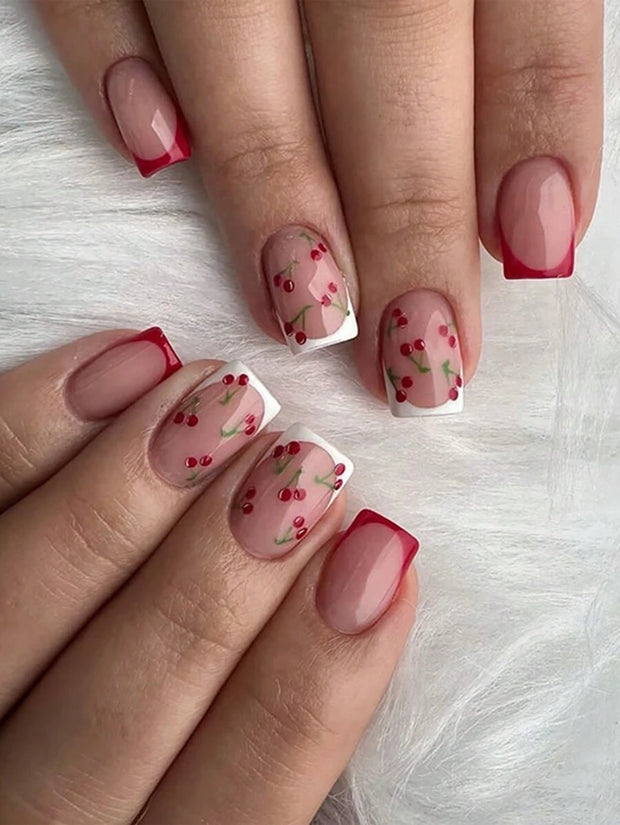 24pcs White French Tip False Press On Nails Short Length Full Cover Pink Nude White Fake Nails Set For Women Girls Nail Supplies - Luxe Ladies Moda