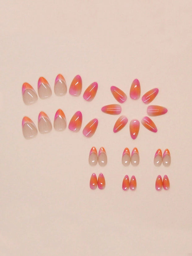 24pcs White French Tip False Press On Nails Short Length Full Cover Pink Nude White Fake Nails Set For Women Girls Nail Supplies - Luxe Ladies Moda
