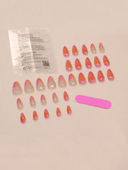 24pcs White French Tip False Press On Nails Short Length Full Cover Pink Nude White Fake Nails Set For Women Girls Nail Supplies - Luxe Ladies Moda