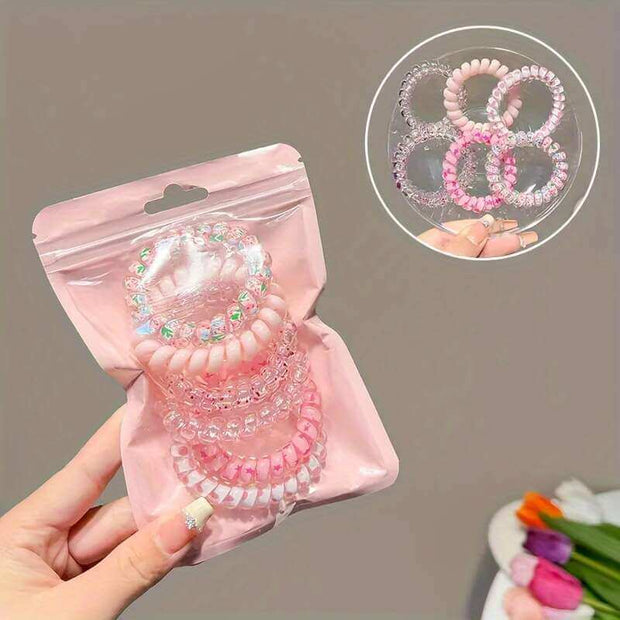 "30pcs Vibrant Telephone Wire Hair Ties | Soft, Gentle Hair Accessories for Girls”