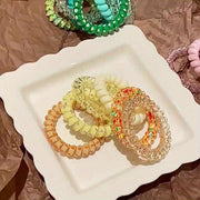 "30pcs Vibrant Telephone Wire Hair Ties | Soft, Gentle Hair Accessories for Girls”