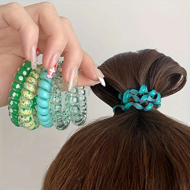 "30pcs Vibrant Telephone Wire Hair Ties | Soft, Gentle Hair Accessories for Girls”