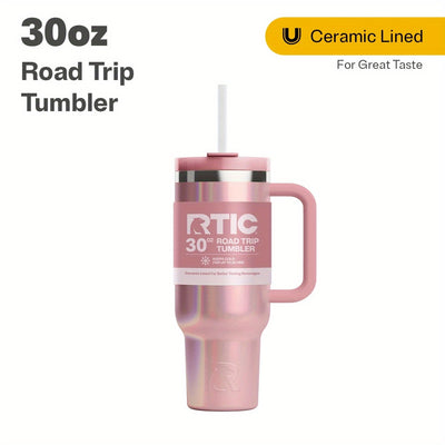 30 oz Ceramic Lined Road Trip Tumbler - Leak-Resistant Straw Lid, Dust-Resistant, Glittery, Insulated, and Perfect for On-The-Go Beverages - Luxe Ladies Moda