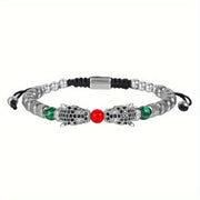 Europe and the United States net red wind woven stainless steel leopard head bracelet adjustable braided bracelet niche design men's bracelets - Luxe Ladies Moda