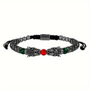 Europe and the United States net red wind woven stainless steel leopard head bracelet adjustable braided bracelet niche design men's bracelets - Luxe Ladies Moda