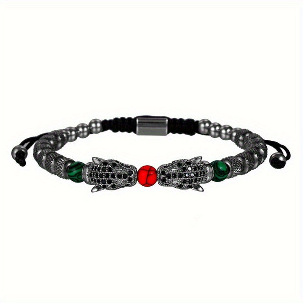 Europe and the United States net red wind woven stainless steel leopard head bracelet adjustable braided bracelet niche design men's bracelets - Luxe Ladies Moda