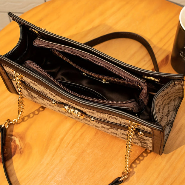 Retro printed shoulder bags, women’s chain handbags, classic luxury crossbody bags - Luxe Ladies Moda