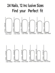 24pcs European & American Minimalist Cow Print & Leopard Print Rhinestone Short Square Nail Tips, Suitable For Vacation & Party, With Jelly Glue & File Set - Luxe Ladies Moda