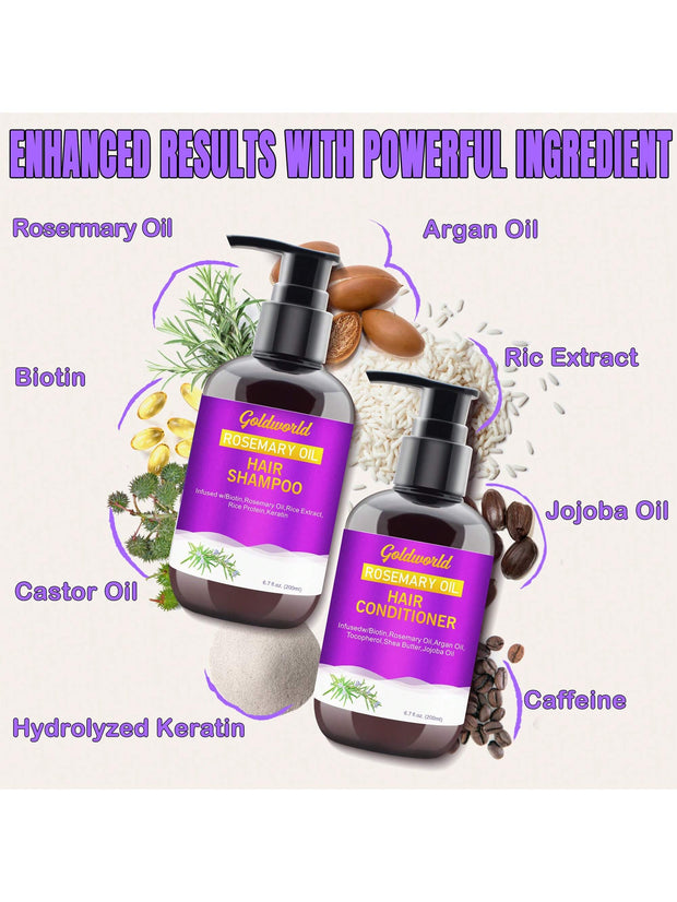 Revitalize Your Hair: Rosemary & Argan Oil Shampoo and Conditioner Set with Scalp Massager - Sulfate-Free, Biotin-Enriched Formula for Thicker, Healthier Hair - Luxe Ladies Moda