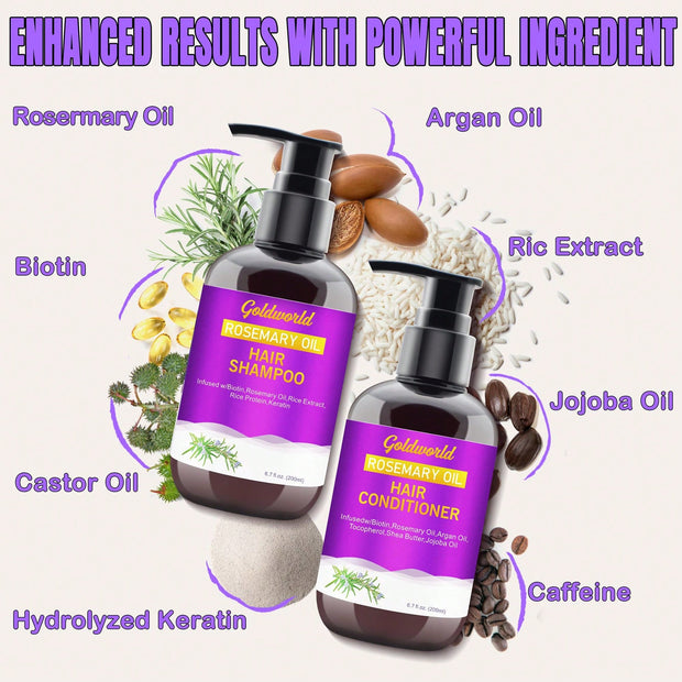 Revitalize Your Hair: Rosemary & Argan Oil Shampoo and Conditioner Set with Scalp Massager - Sulfate-Free, Biotin-Enriched Formula for Thicker, Healthier Hair - Luxe Ladies Moda