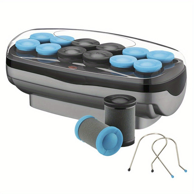 Professional Jumbo and Super Jumbo Ceramic Hot Hair Rollers Set – 12 Piece, Blue - Luxe Ladies Moda
