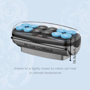 Professional Jumbo and Super Jumbo Ceramic Hot Hair Rollers Set – 12 Piece, Blue - Luxe Ladies Moda
