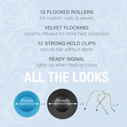 Professional Jumbo and Super Jumbo Ceramic Hot Hair Rollers Set – 12 Piece, Blue - Luxe Ladies Moda