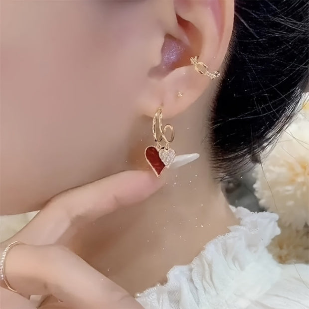2pcs Unique Heart Heart Dangle Earrings Sparkling Design Simple Unique Stud Earrings Jewelry Great for everyday occasions and Christmas New, New Year'S Eve, Valentine'S Day Gifts Casual Dating Party Accessories - Luxe Ladies Moda