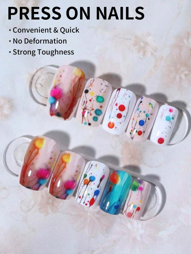 24pcs Stars & Stripes Press-On Nails – French Tip Patriotic False Nails Kit - Luxe Ladies Moda