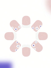 24pcs Short Square French False Nails, Cute And Simple Ins Milky White Flower Leaves Wear Nails, Full Coverage Detachable Women's Nail Art Set, Suitable For Party Dance Daily Wear - Luxe Ladies Moda