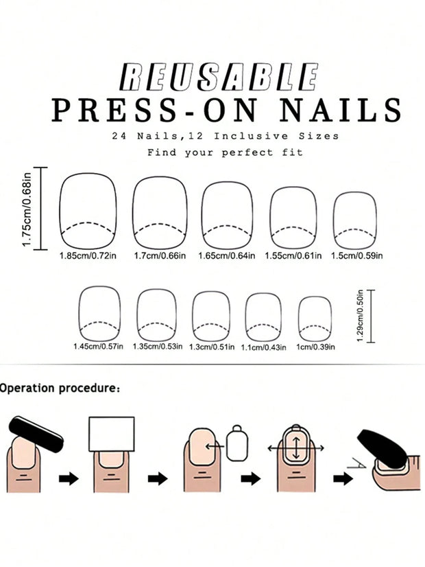 24pcs Short Square French False Nails, Cute And Simple Ins Milky White Flower Leaves Wear Nails, Full Coverage Detachable Women's Nail Art Set, Suitable For Party Dance Daily Wear - Luxe Ladies Moda