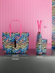 Tote Bag With Front Pocket And Zipper, Waterproof Shoulder Bag With Water Bottle Holder, Fits Laptop, Tumbler With Handle And Straw, - Luxe Ladies Moda