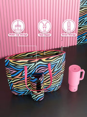Tote Bag With Front Pocket And Zipper, Waterproof Shoulder Bag With Water Bottle Holder, Fits Laptop, Tumbler With Handle And Straw, - Luxe Ladies Moda