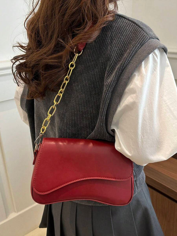 Minimalist Solid Color Shoulder Flap Bag, Classic Textured Crossbody Bag Purse For Women - Luxe Ladies Moda