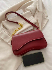 Minimalist Solid Color Shoulder Flap Bag, Classic Textured Crossbody Bag Purse For Women - Luxe Ladies Moda