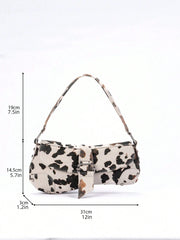 Cow Print Crescent Shoulder Bag – Studded Motorcycle Style Underarm Bag for Women - Luxe Ladies Moda