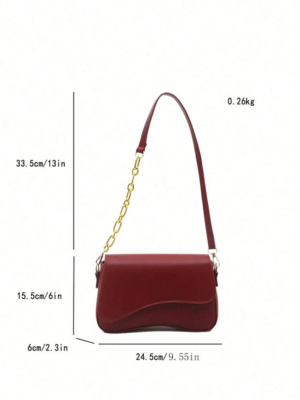 Minimalist Solid Color Shoulder Flap Bag, Classic Textured Crossbody Bag Purse For Women - Luxe Ladies Moda