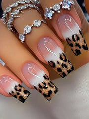 24pcs Long Stiletto Press-On Nails – Pink Gradient French Style with Rhinestones - Luxe Ladies Moda