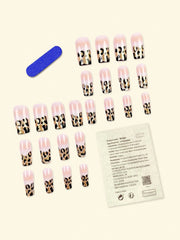 24pcs Long Stiletto Press-On Nails – Pink Gradient French Style with Rhinestones - Luxe Ladies Moda