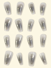 24pcs Long Stiletto Press-On Nails – Pink Gradient French Style with Rhinestones - Luxe Ladies Moda