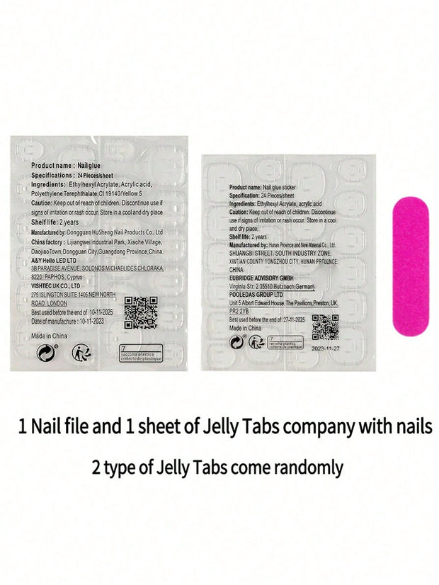 24pcs Long Stiletto Press-On Nails – Pink Gradient French Style with Rhinestones - Luxe Ladies Moda