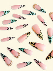 24pcs Long Stiletto Press-On Nails – Pink Gradient French Style with Rhinestones - Luxe Ladies Moda
