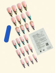 24pcs Long Stiletto Press-On Nails – Pink Gradient French Style with Rhinestones - Luxe Ladies Moda
