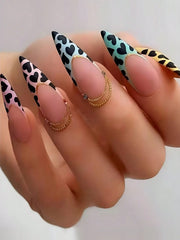 24pcs Long Stiletto Press-On Nails – Pink Gradient French Style with Rhinestones - Luxe Ladies Moda