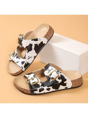 Women's Fashion Cow Print Pattern Sandals - Summer Open Toe Outdoor Casual Slippers - Luxe Ladies Moda