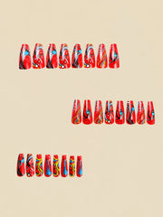 Mid-Length Ballet Style Nail Art, Fashionable Spring & Summer Nail Stickers With Colorful Bee Patterns, 24pcs/Box Removable Nail Decals, Lovely Nail Wrap Stickers, Press-On Nail Stickers - Luxe Ladies Moda