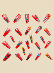Mid-Length Ballet Style Nail Art, Fashionable Spring & Summer Nail Stickers With Colorful Bee Patterns, 24pcs/Box Removable Nail Decals, Lovely Nail Wrap Stickers, Press-On Nail Stickers - Luxe Ladies Moda