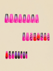 Mid-Length Ballet Style Nail Art, Fashionable Spring & Summer Nail Stickers With Colorful Bee Patterns, 24pcs/Box Removable Nail Decals, Lovely Nail Wrap Stickers, Press-On Nail Stickers - Luxe Ladies Moda