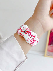 1pc Fashion Simple Bowknot Print Silicone Watch Band Compatible With Apple Watch Band 38mm 40mm 41mm 42mm 4mm 45mm 49mm (S10 42 )Mm (S10 46)Mm , Comfortable Soft Replaceable For Watch Series Ultra 2 SE 10 9 8 7 6 5 4 3 2 1 Gift - Luxe Ladies Moda