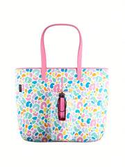 Tote Bag With Front Pocket And Zipper, Waterproof Shoulder Bag With Water Bottle Holder, Fits Laptop, Tumbler With Handle And Straw, - Luxe Ladies Moda