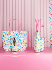 Tote Bag With Front Pocket And Zipper, Waterproof Shoulder Bag With Water Bottle Holder, Fits Laptop, Tumbler With Handle And Straw, - Luxe Ladies Moda