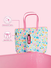 Tote Bag With Front Pocket And Zipper, Waterproof Shoulder Bag With Water Bottle Holder, Fits Laptop, Tumbler With Handle And Straw, - Luxe Ladies Moda